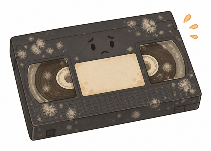 カビが生えたVHSテープ